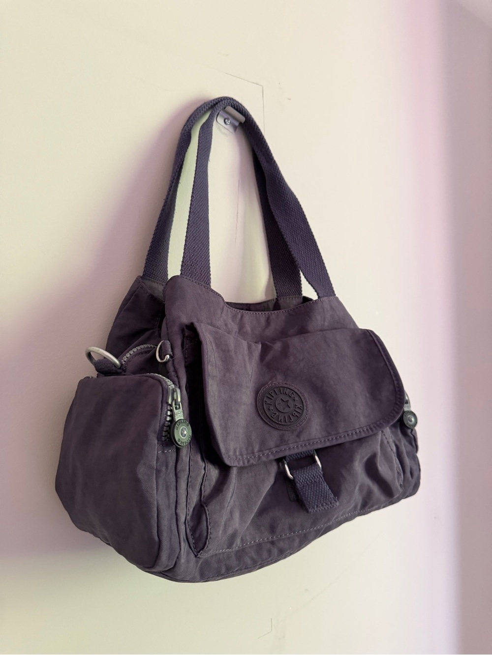 Kipling Deep Purple Shoulder Bag with Front Flap - Picture 2 of 5